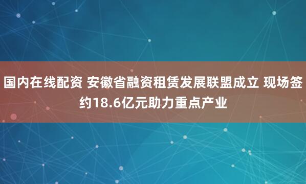 国内在线配资 安徽省融资租赁发展联盟成立 现场签约18.6亿元助力重点产业